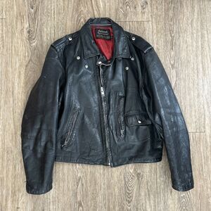 1960s Sears Oakbrook Sportswear D-Pocket Leather Biker Jacket True Vintage 42